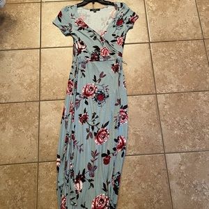 Short sleeve maxi wrap dress